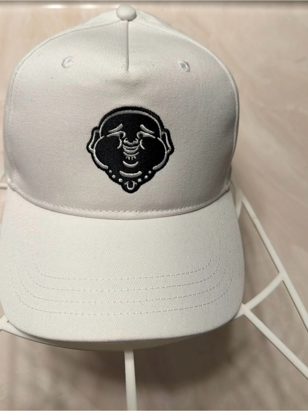 True Religion White Baseball Cap with Black Logo Patch